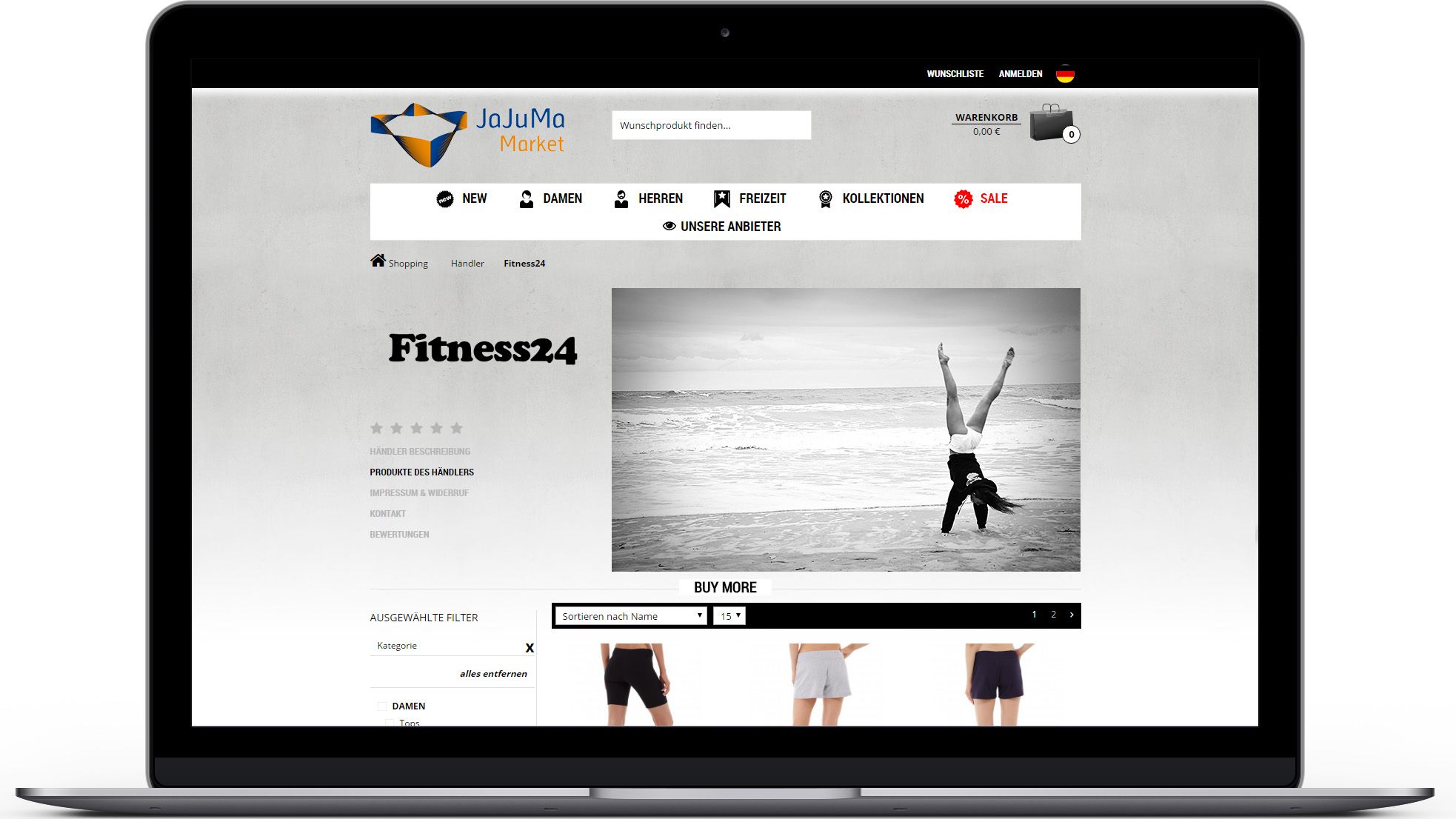 Screenshot Online Marktplatz Software Händler Shop